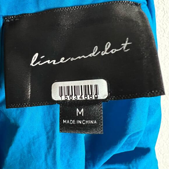 Line + Dot Ocean Blue Ruffled Flounce Poplin Mini Dress Size M - Picture 9 of 11